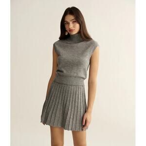Commense Turtleneck Sleeveless Top and Mini Skirt Set
